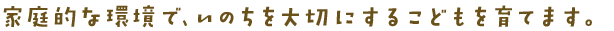 家庭的な環境で、いのちを大切にするこどもを育てます。